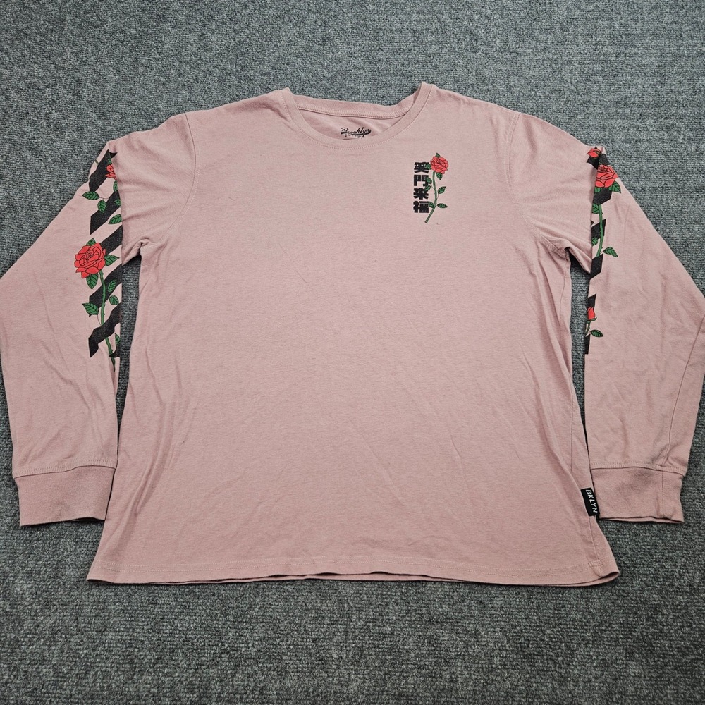 Brooklyn Cloth No Bad Vibes Long Sleeve‎ Tee XL Pink Rose Japanese Streetwear